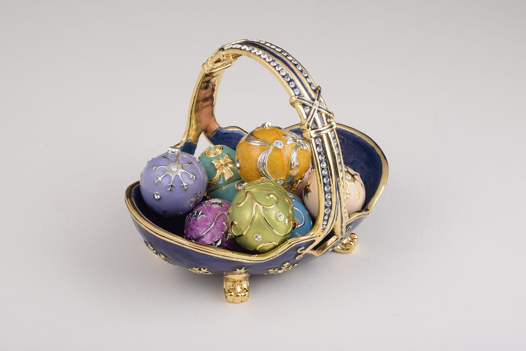 Blue Basket Carring Small Faberge Eggs