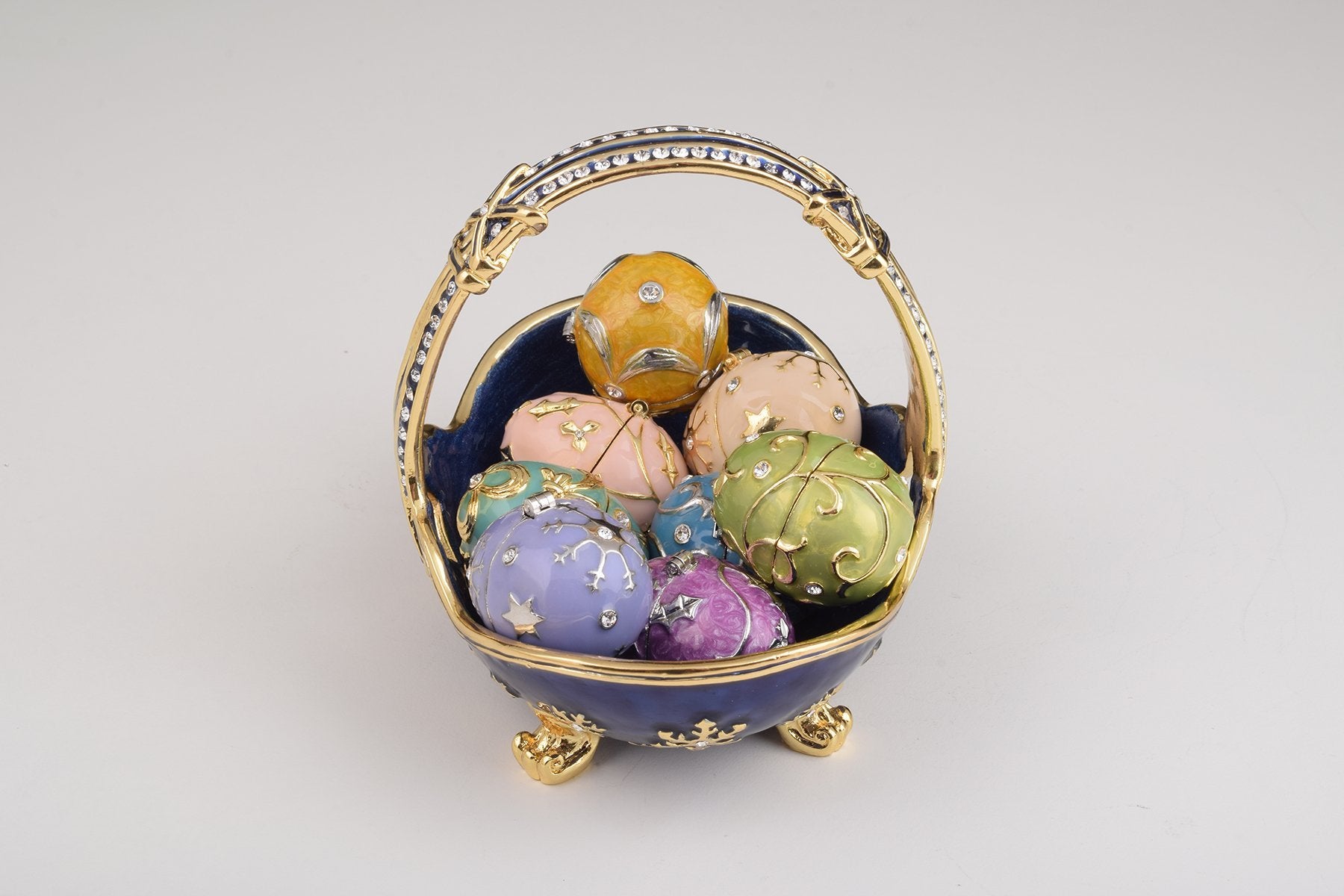 Blue Basket Carring Small Faberge Eggs