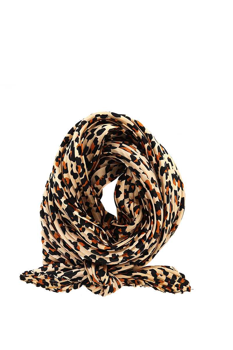 Designer Pleated Leopard Print Scarf - 99FAB