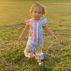 Boutique Pastel Tie Dye Baby Girls Romper Onesie Toddler Jumpsuit