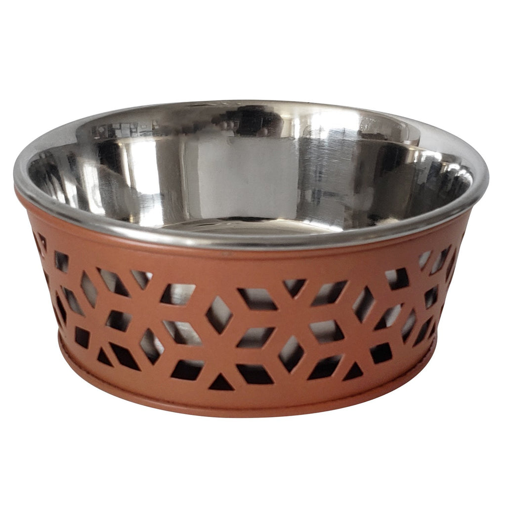 Stainless Steel Country Farmhouse Dog Bowl, Apricot 16 oz - 99fab 