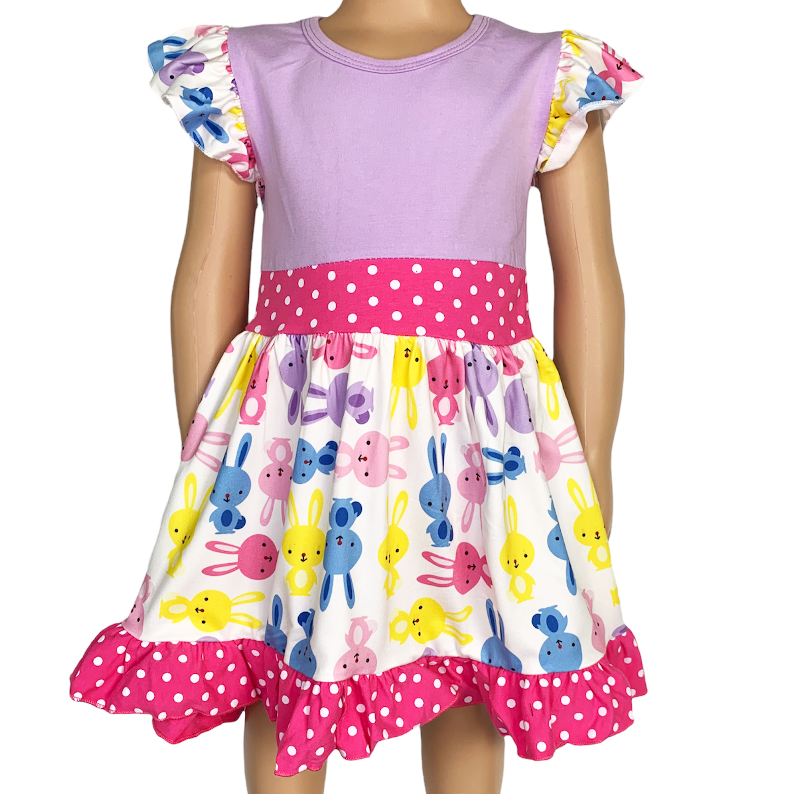 AL Limited Girls Easter Bunny Rabbit Cap Sleeve ruffle Party Dress