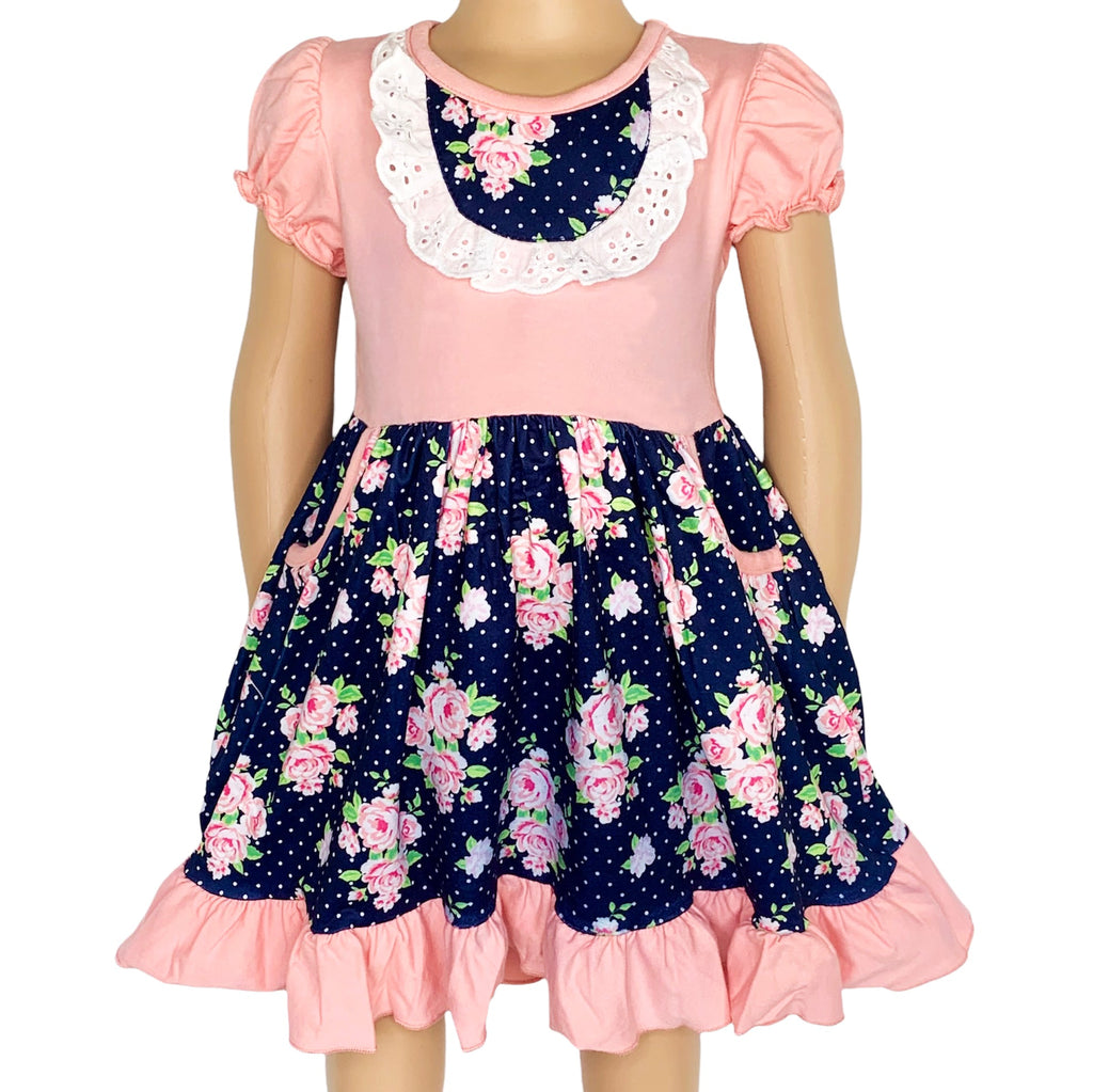 AL Limited Girls Floral Bouquet Short Sleeve ruffle Party Dress - 99fab 