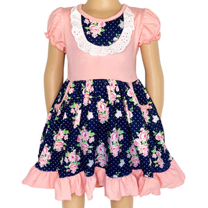 AL Limited Girls Floral Bouquet Short Sleeve ruffle Party Dress