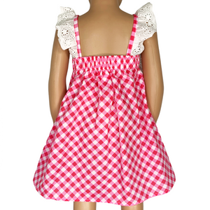 AL Limited Girls Gingham Eyelet Ruffle Spring/Summer Party Dress