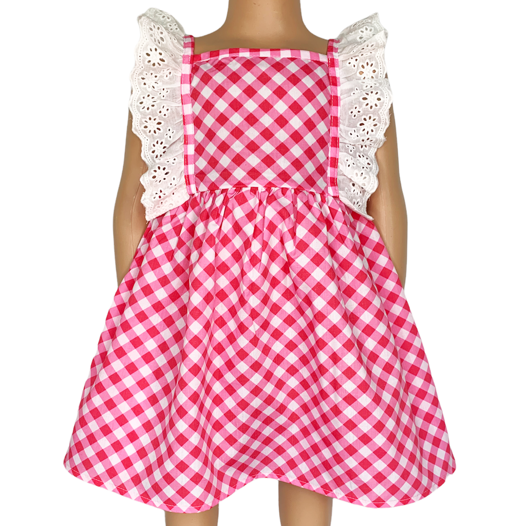 AL Limited Girls Gingham Eyelet Ruffle Spring/Summer Party Dress - 99fab 