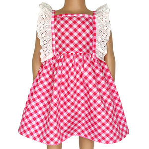 AL Limited Girls Gingham Eyelet Ruffle Spring/Summer Party Dress