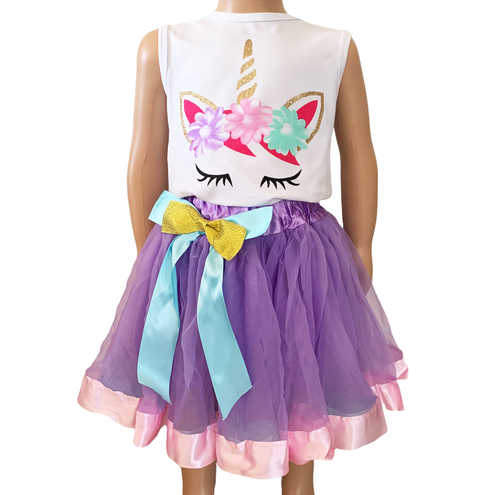 AL Limited Little & Big Girls Unicorn Tank Top and Tulle Skirt Outfit Set