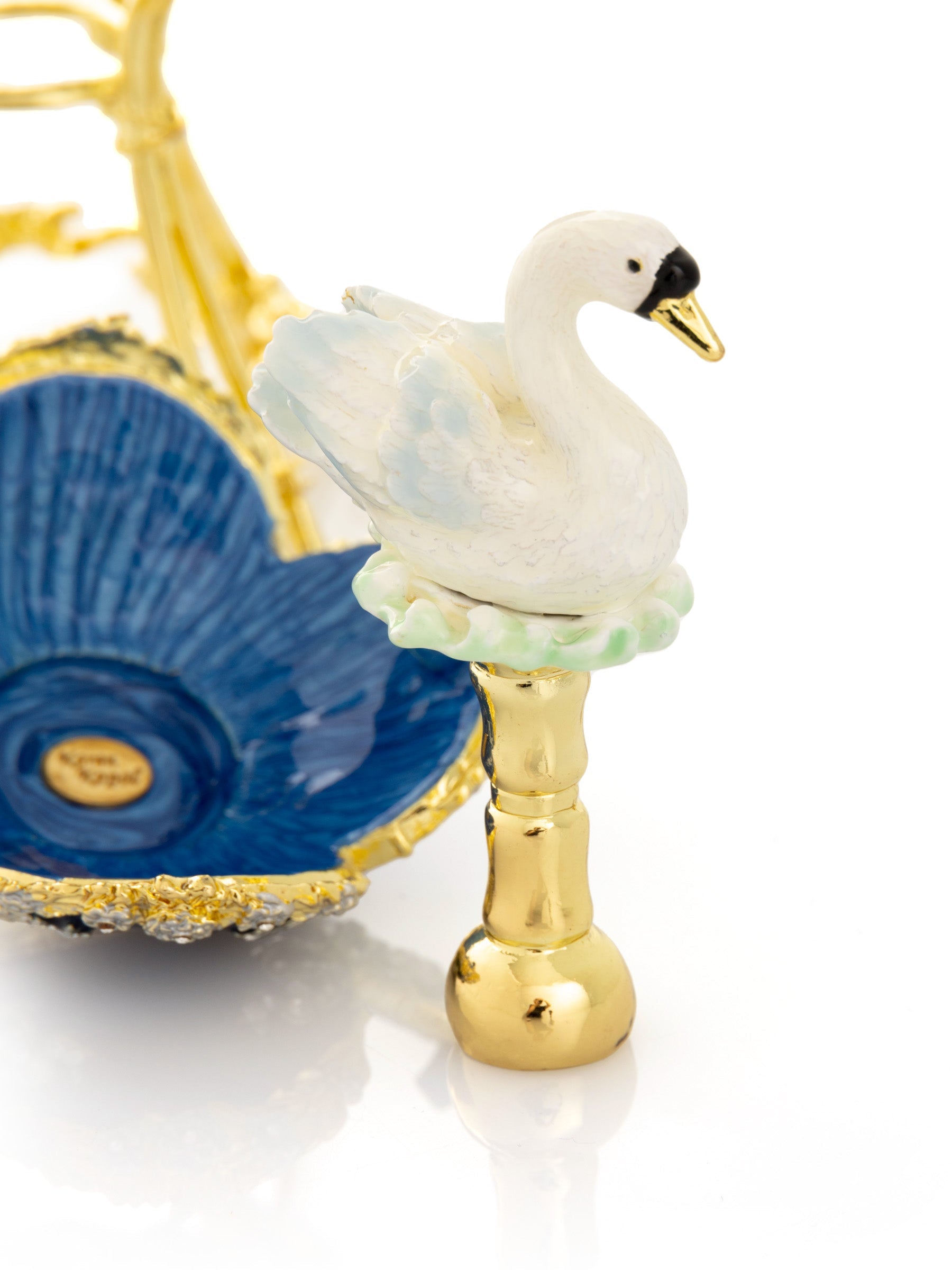 Blue Faberge Egg with Swan Inside-6