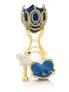 Blue Faberge Egg with Swan Inside-7