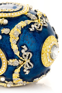 Blue Faberge Egg with Swan Inside-9