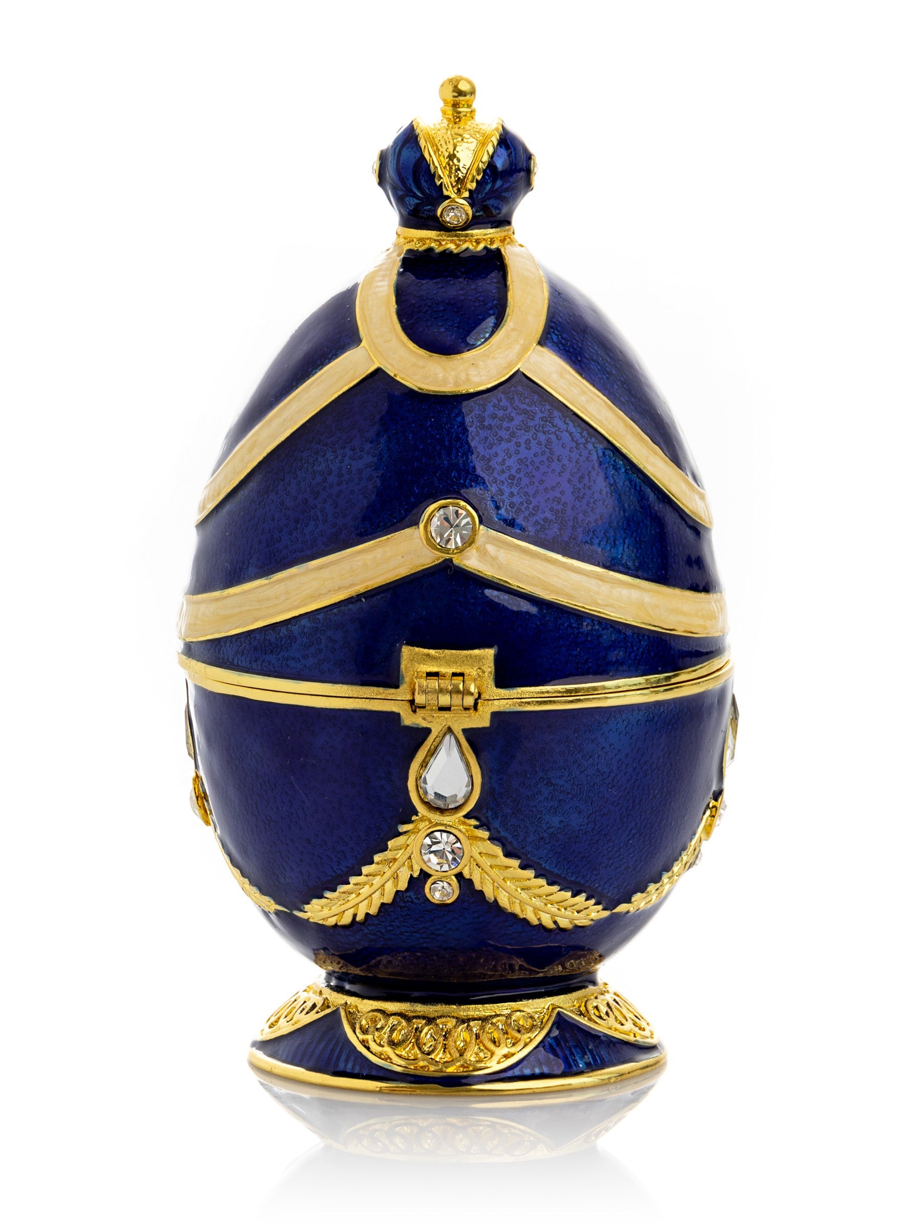 Blue Faberge Egg with Golden Piano Surprise-5