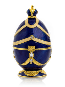 Blue Faberge Egg with Golden Piano Surprise-5