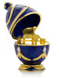 Blue Faberge Egg with Golden Piano Surprise-6