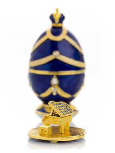 Blue Faberge Egg with Golden Piano Surprise-7