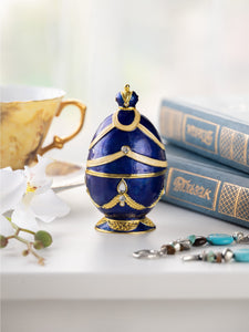 Blue Faberge Egg with Golden Piano Surprise-9