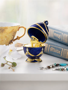 Blue Faberge Egg with Golden Piano Surprise-1