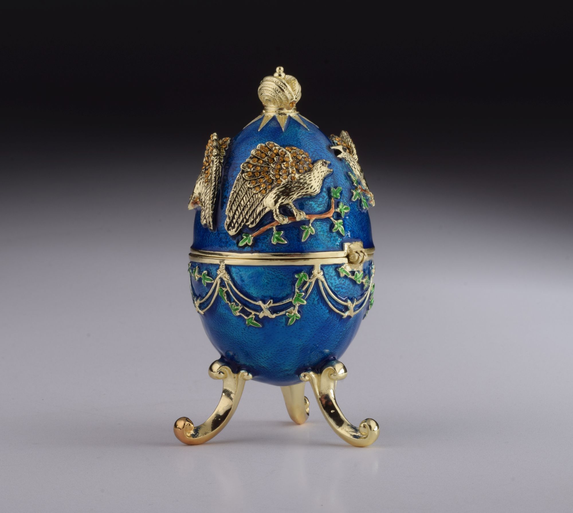 Blue Russian Egg with Eagles Music Playing Egg