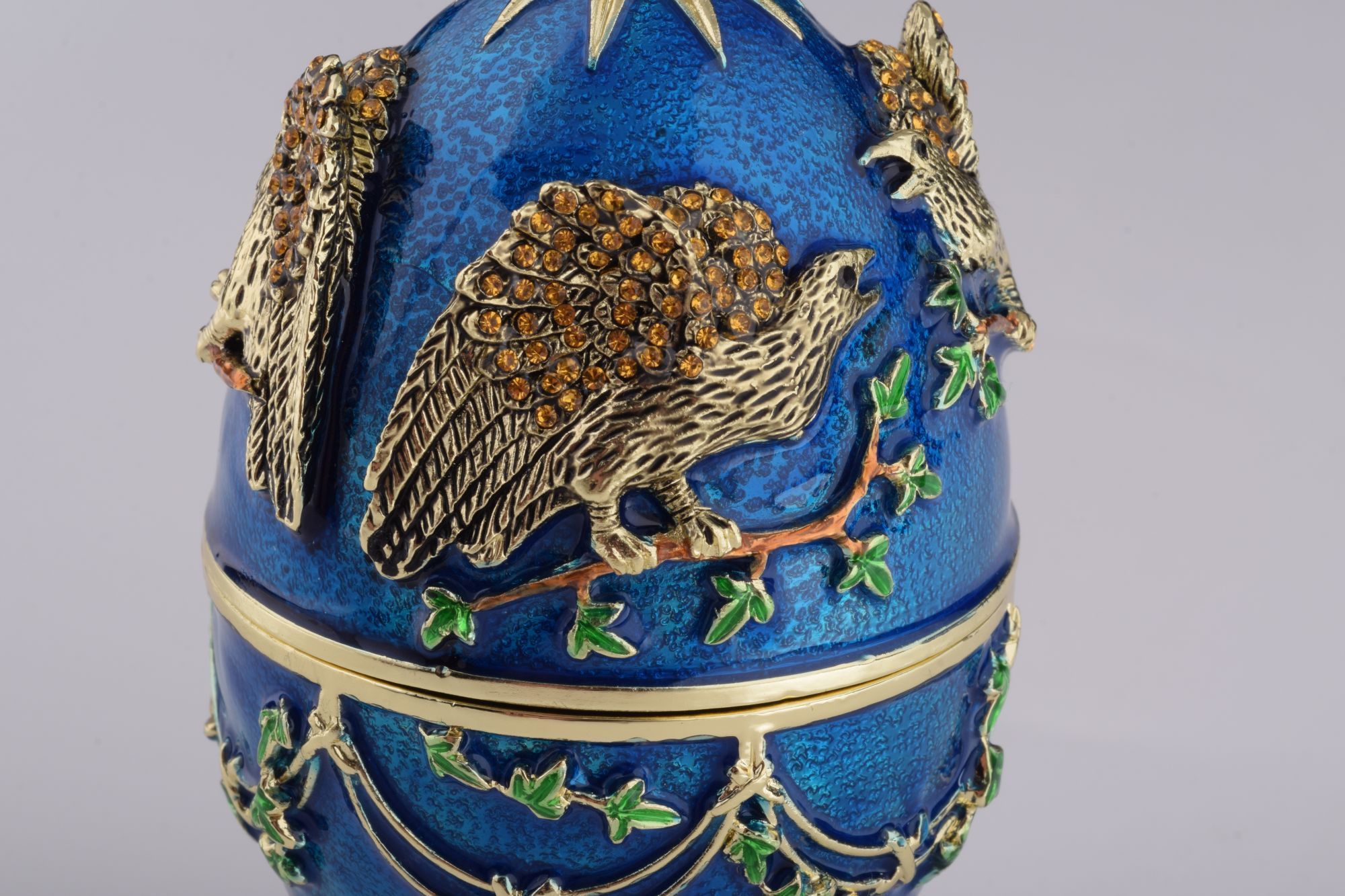 Blue Russian Egg with Eagles Music Playing Egg