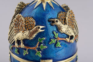 Blue Russian Egg with Eagles Music Playing Egg