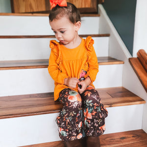 Girls Orange Fall Thanksgiving Turkey Tunic & Ruffle Pants-3