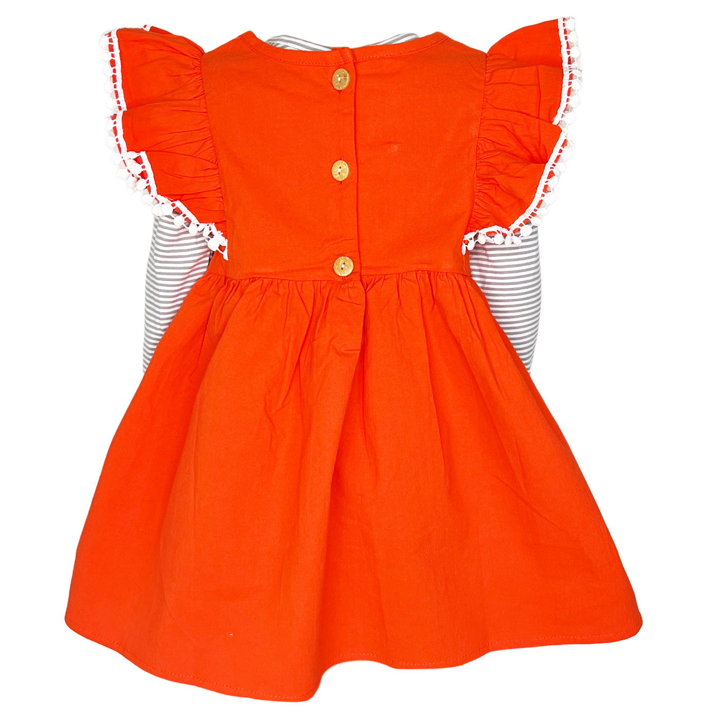 Girls Orange Fall Dress Pockets Long Sleeves Thanksgiving Party Dress-5