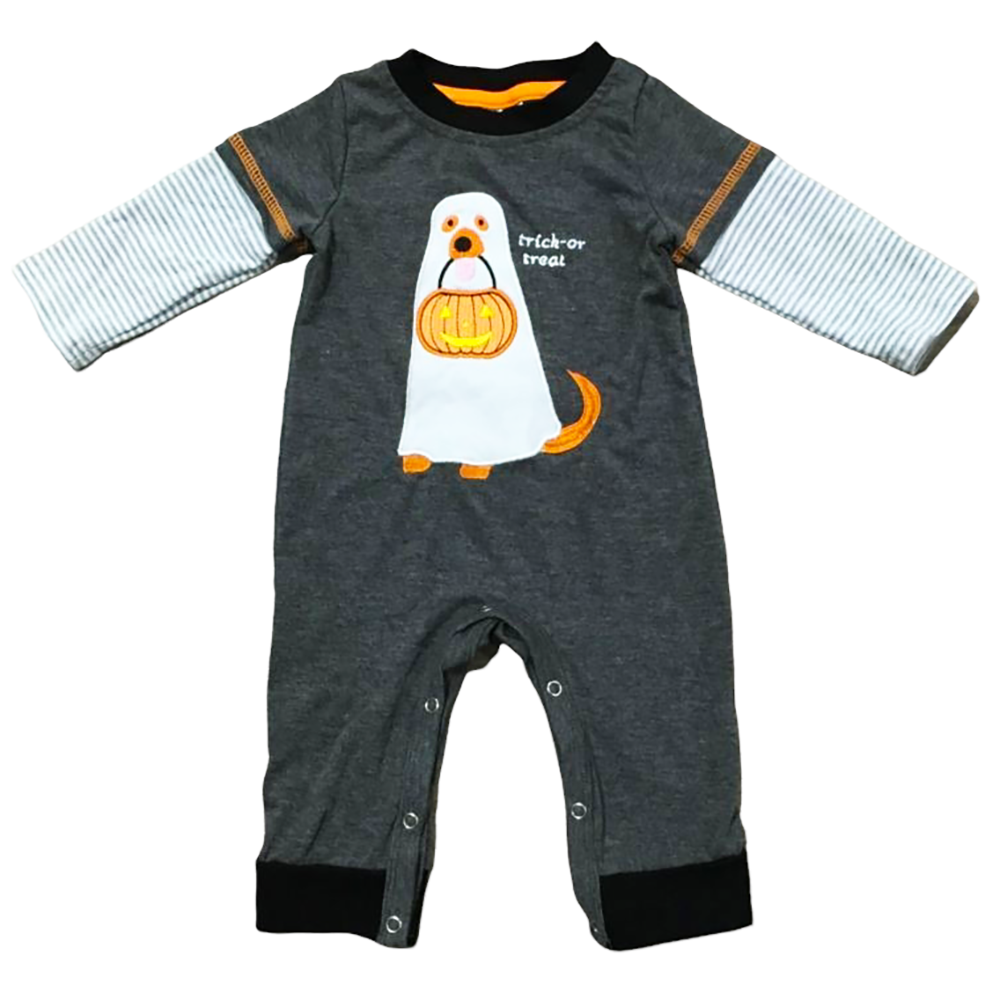 Halloween Ghost Dog Trick or Treat  Baby Toddler Boys Romper-0