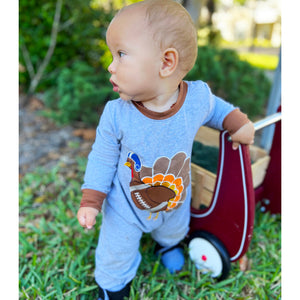 Boys Long Sleeve Football Thanksgiving Turkey Baby Toddler Romper-4