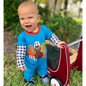 Boys Long Sleeve Thanksgiving Turkey Baby Toddler Romper-3