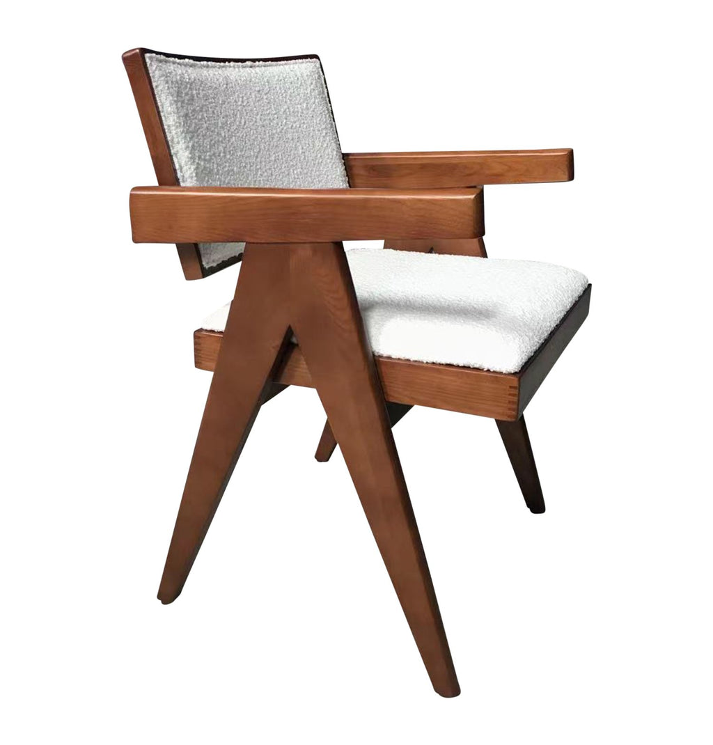 Maïa Dining Chair - Walnut & Boucle Fabric - 99fab 