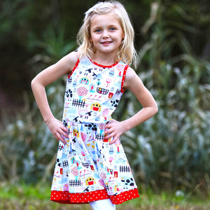 Little & Big Girls Farm Animal Sleeveless Cotton Swing Dress