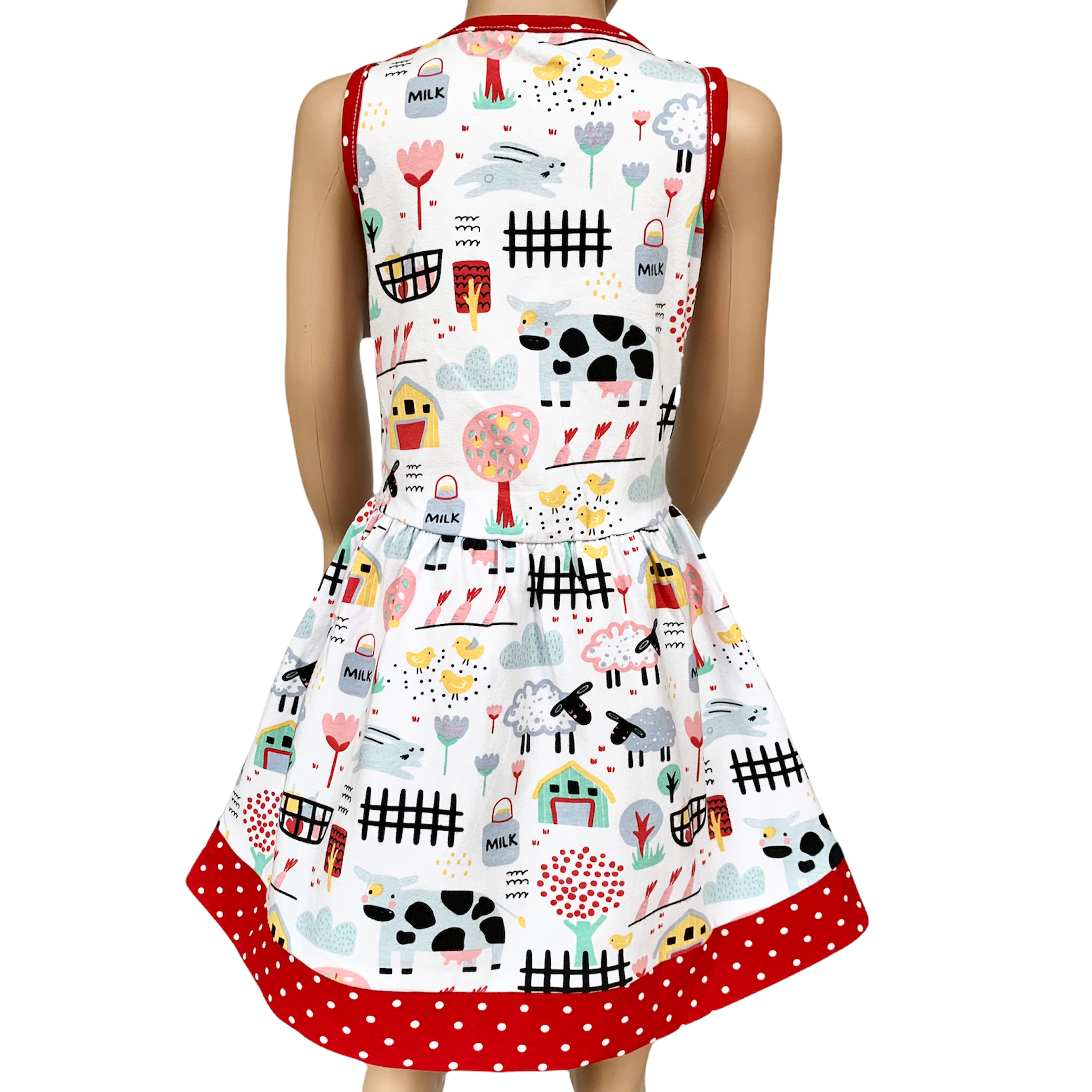 Little & Big Girls Farm Animal Sleeveless Cotton Swing Dress