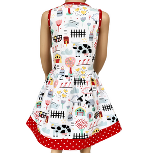 Little & Big Girls Farm Animal Sleeveless Cotton Swing Dress