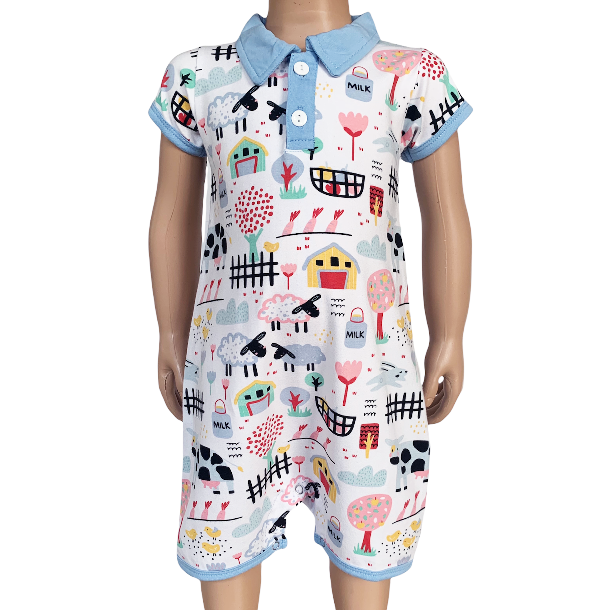 Baby/Toddler Boys short sleeve Fun Farm Animal Romper