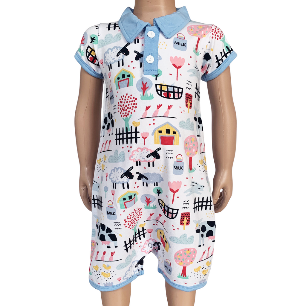 Baby/Toddler Boys short sleeve Fun Farm Animal Romper - 99fab 