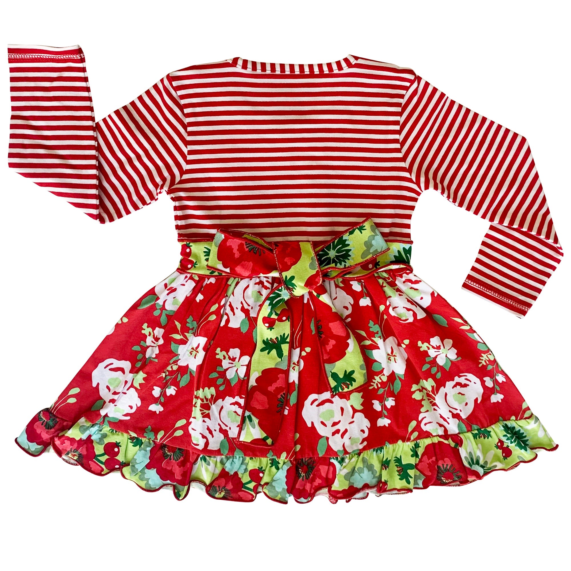 Little & Big Girls Boutique Red Christmas Floral Holiday Dress Legging Set