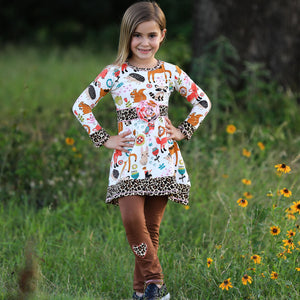 Big Little Girls Boutique Fall Forest Fox and Friends Dress & Leggings