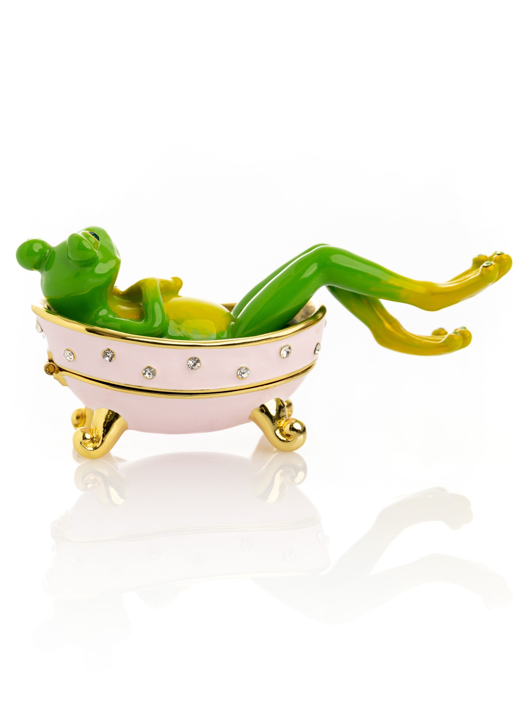 Frog In Bathtub Trinket Box-5