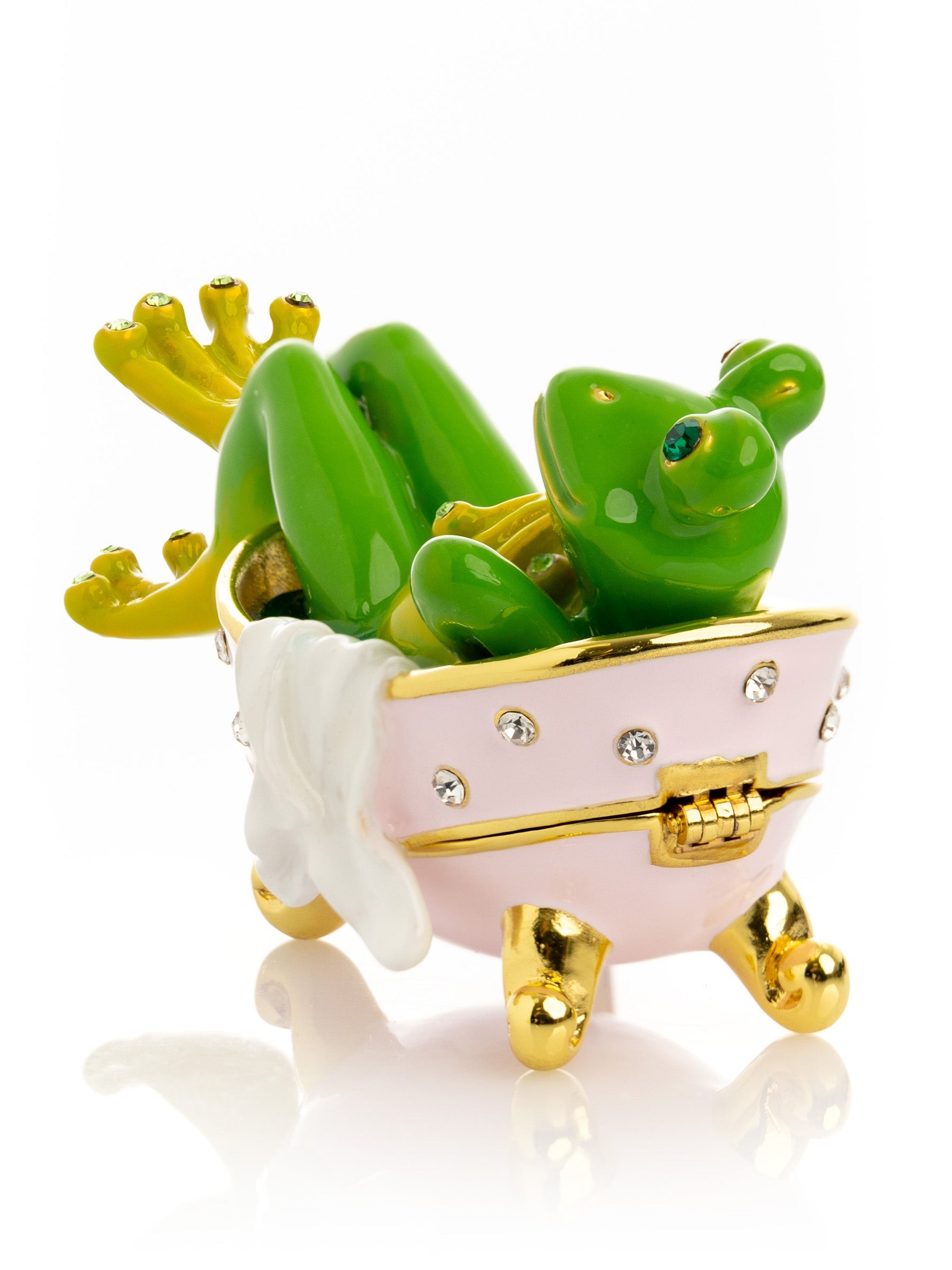 Frog In Bathtub Trinket Box-4