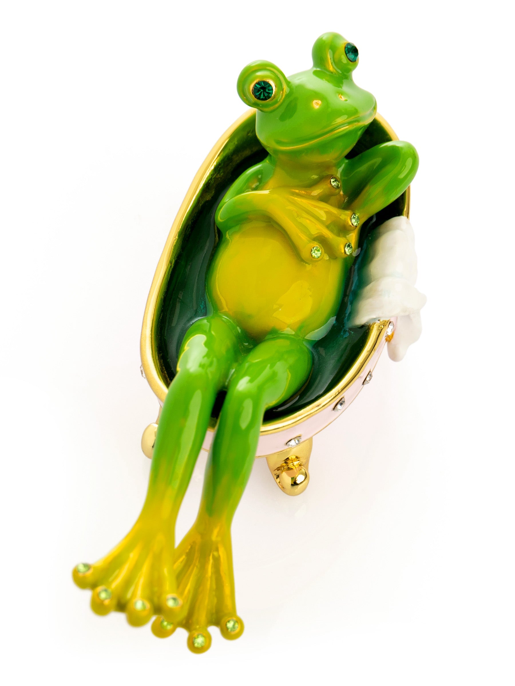 Frog In Bathtub Trinket Box-8