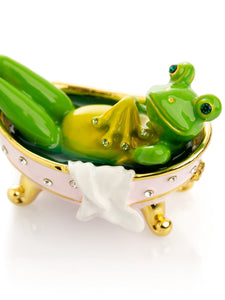 Frog In Bathtub Trinket Box-3