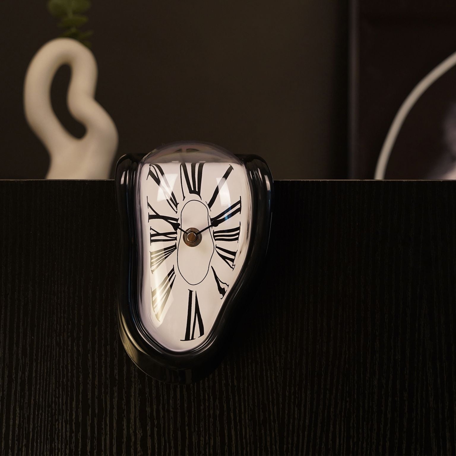 Dali Melting Clock for Decorative Home Office Shelf Desk Table Funny Creative Gift, Black