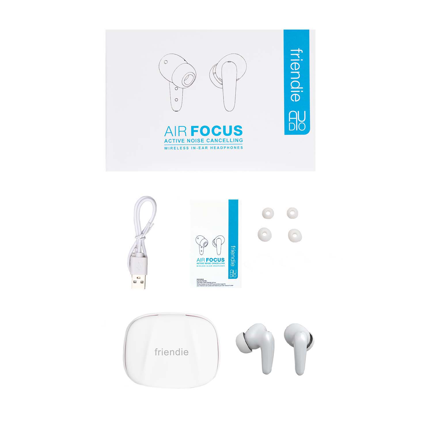 AIR Focus ANC Pearl White and Rose Gold Active Noise Cancelling Earbuds (In Ear Wireless Headphones)