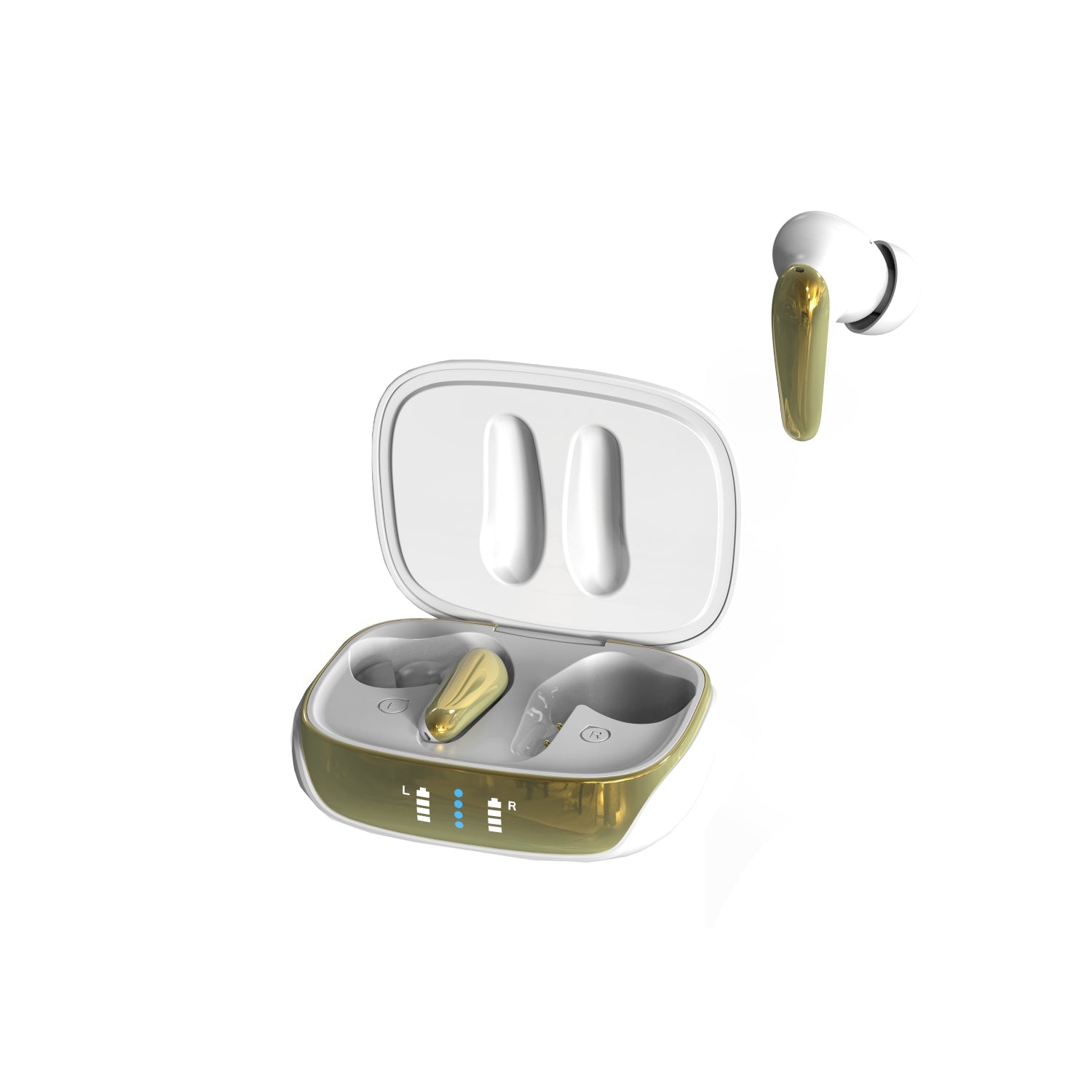 AIR Focus ANC Pearl White and Gold Active Noise Cancelling Earbuds (In Ear Wireless Headphones)