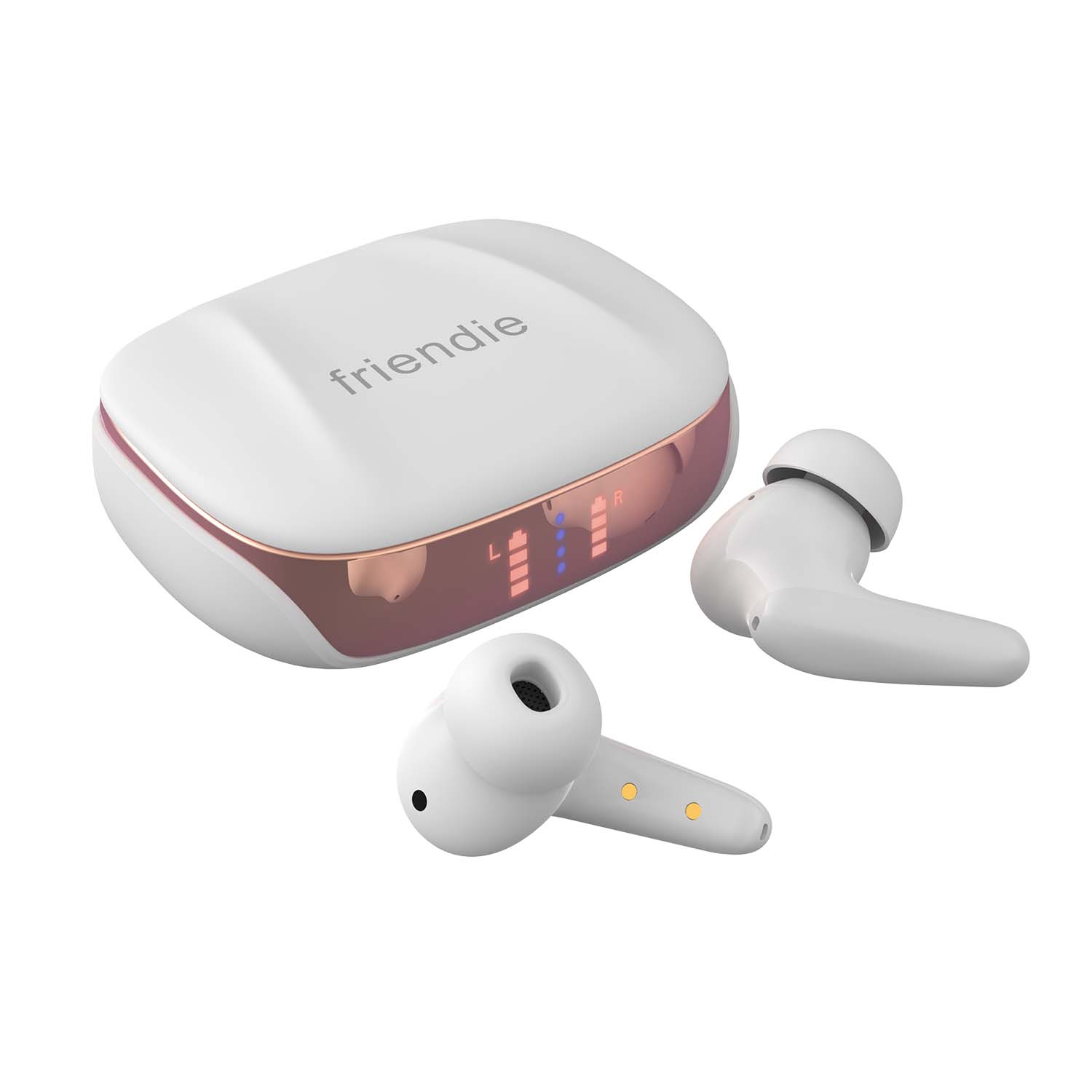 AIR Focus ANC Pearl White and Rose Gold Active Noise Cancelling Earbuds (In Ear Wireless Headphones)