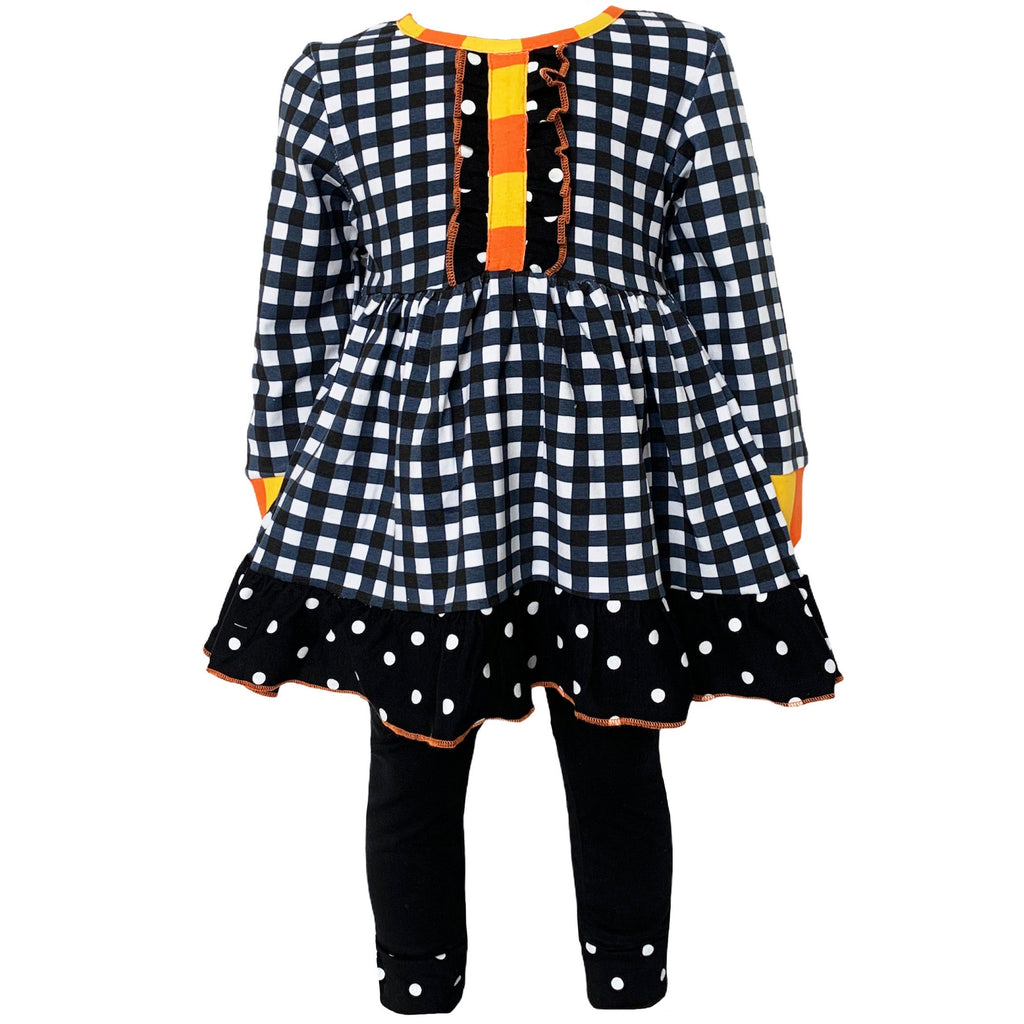 Girls Autumn Black and White Gingham Dress & Leggings Outfit - 99fab 