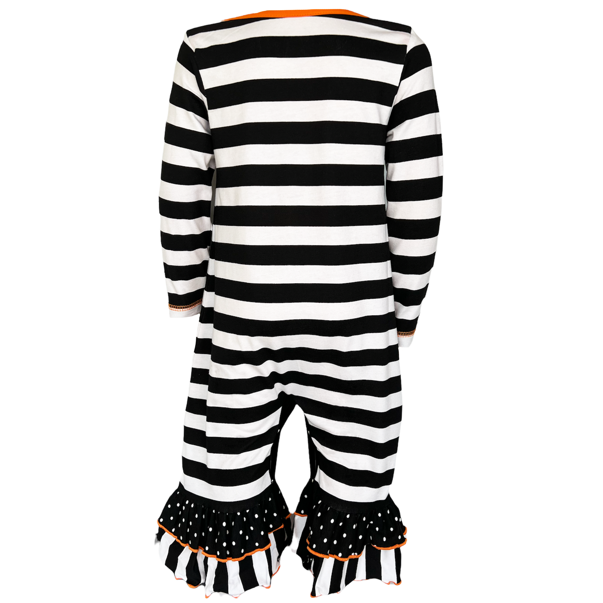 Baby Girls Friendly Ghost Halloween Striped Cotton Romper