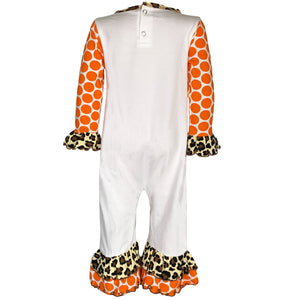 Baby Girls Orange pumpkin Autumn Holiday Cotton Romper