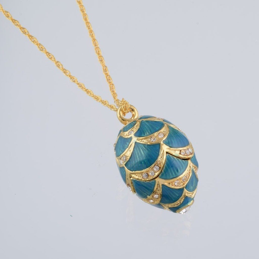 Gold & Light Blue Egg Pendant Necklace - 99fab 