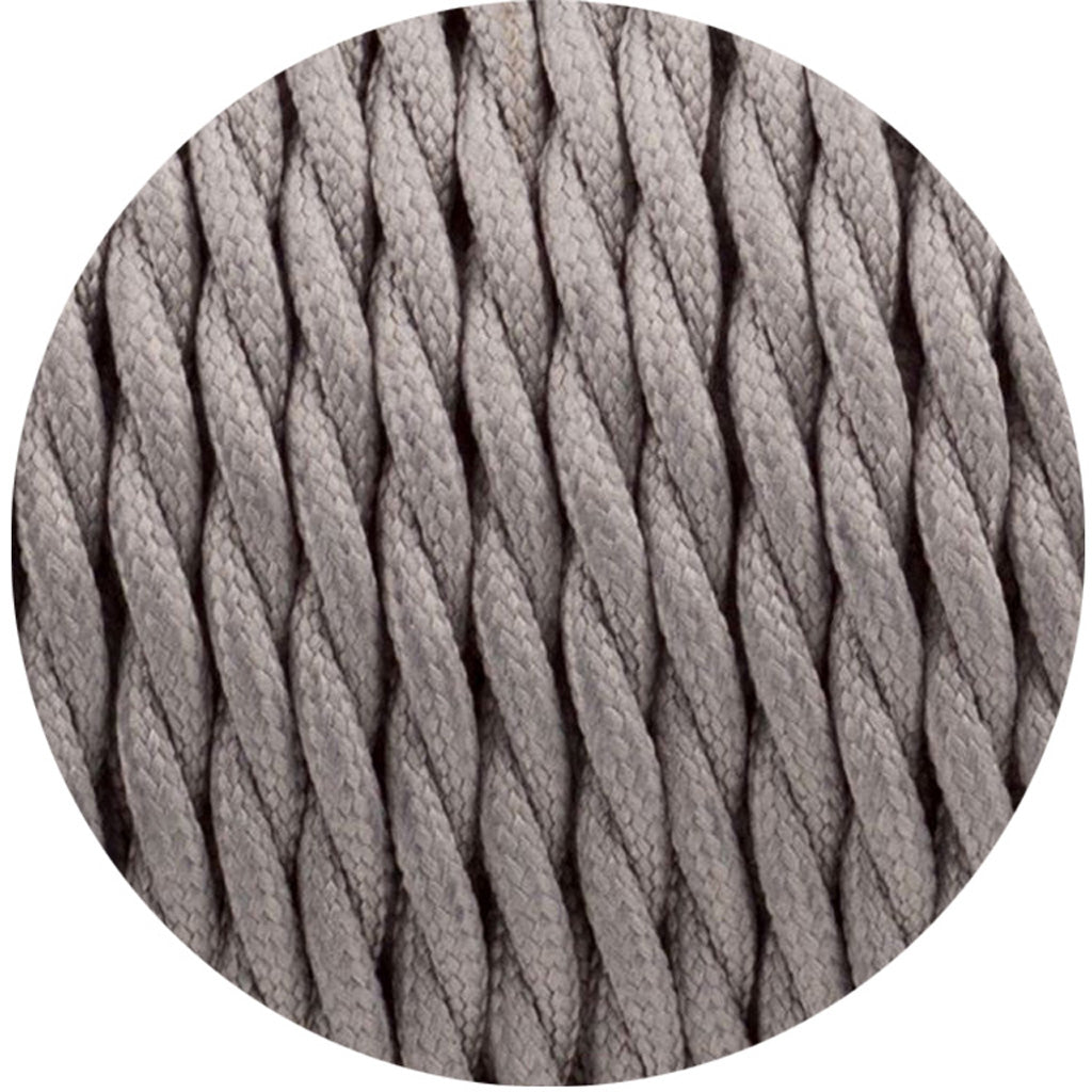 18 Gauge 3 Conductor Twisted Cloth Covered Wire Braided Light Cord Grey~1398-0